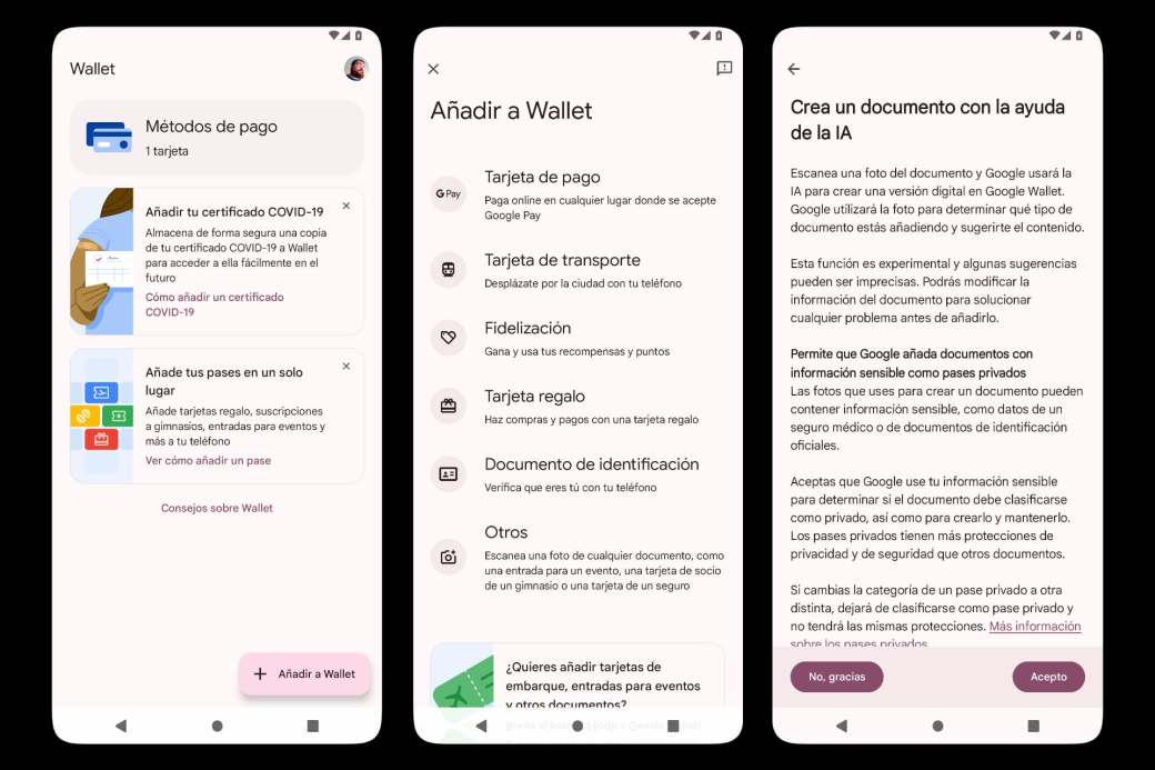 Google Wallet emplea inteligencia artificial para escanear cualquier documento legal